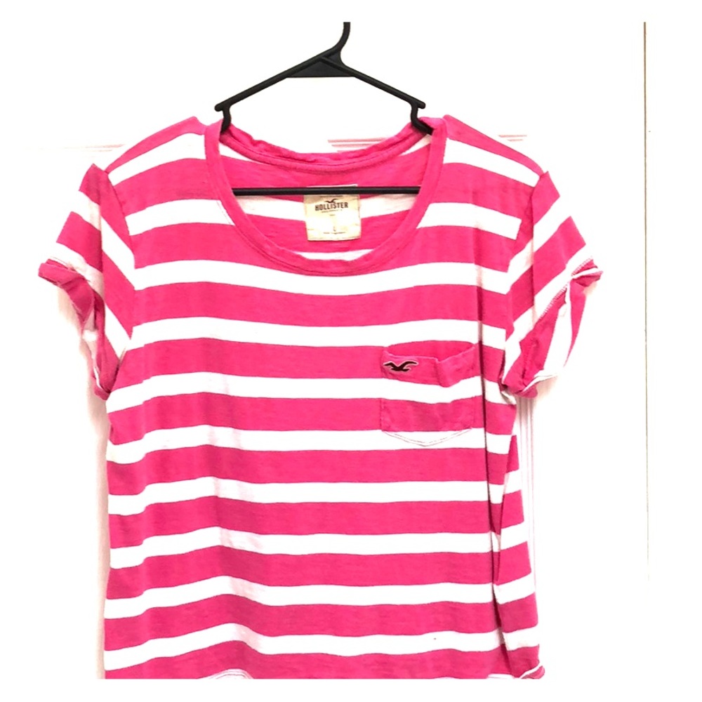 Pink and white striped top